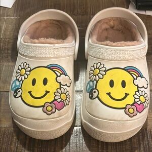 Kids Cream and Yellow Smiley Face Shoes